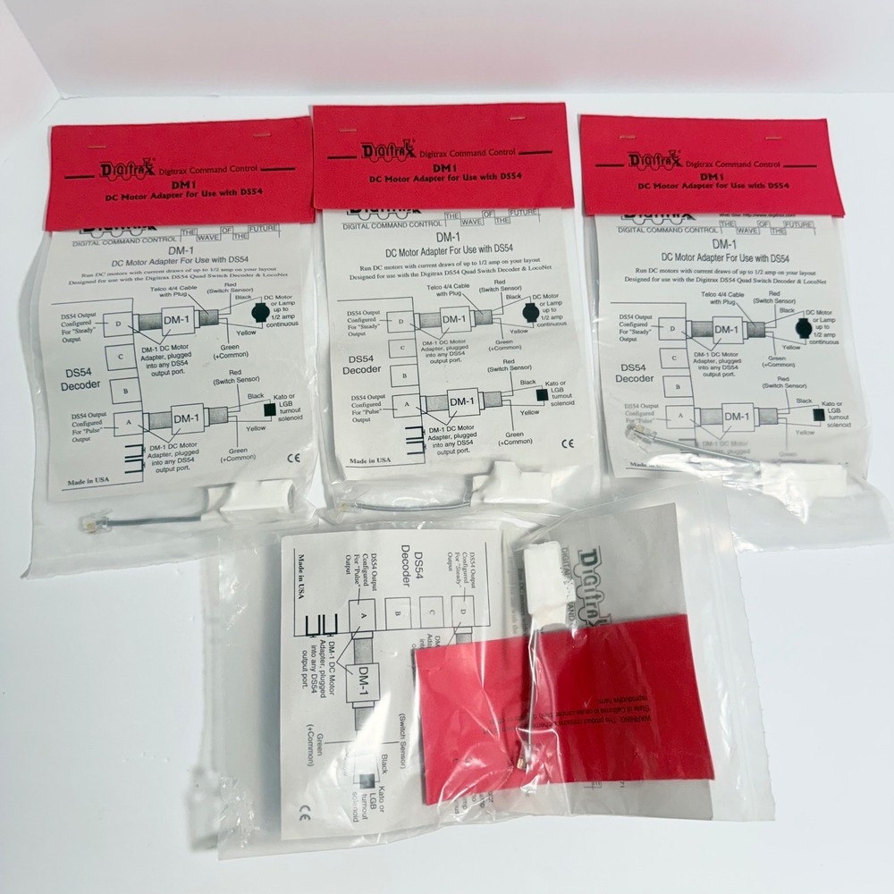 Digitrax DM1 DC Motor Adapter for DS54 Quad Switch Decoder LocoNet 4 Pack